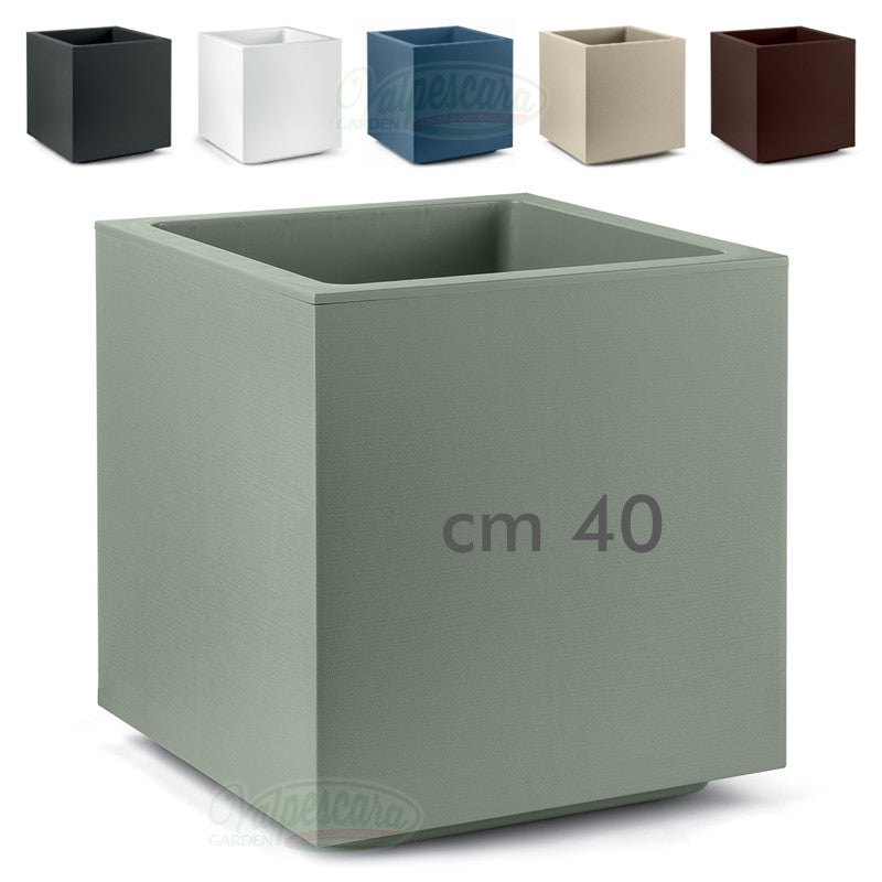 Vaso Cubo Matheria cm 40 a doppia parete con rotelle - vari colori