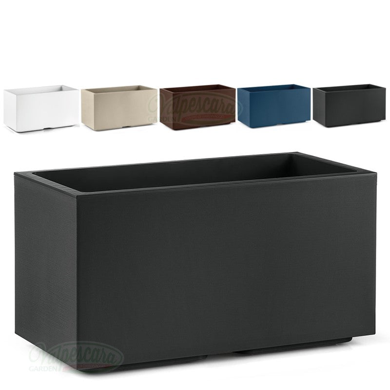 Vaso Rettangolare TYLE AMDGarden In Resina Antracite 80 Cm - Fioriera Moderna Per Interno/Esterno - Made In Italy