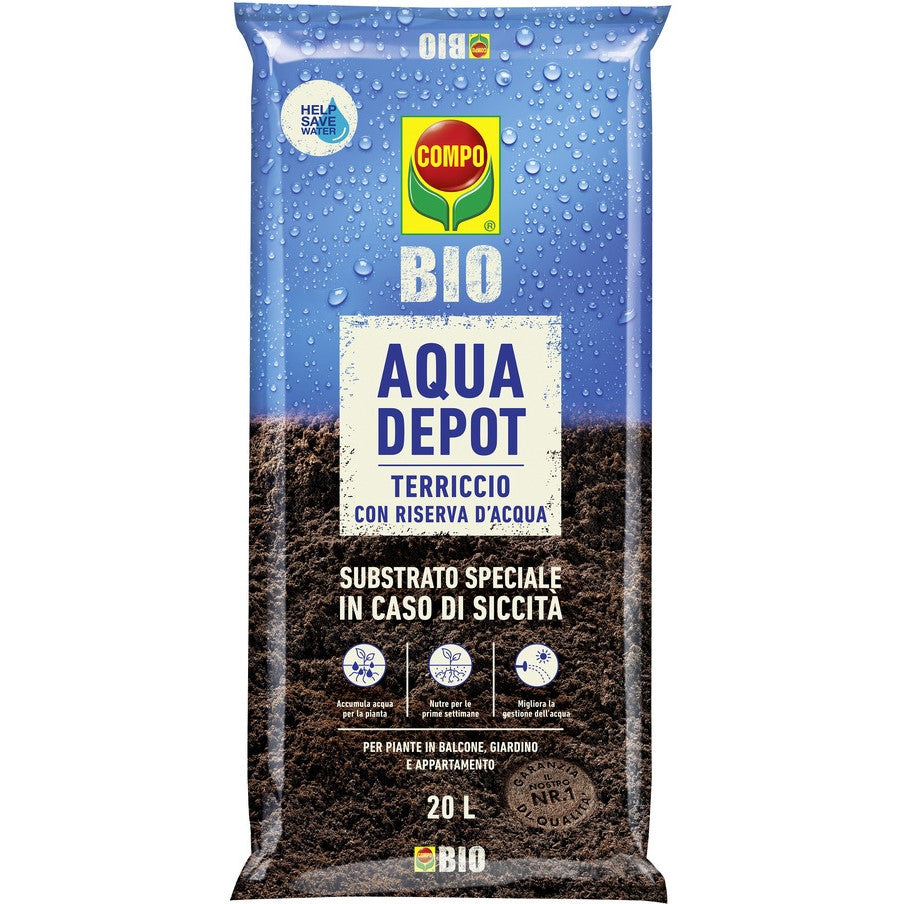 Terriccio Universale a Riserva d'Acqua Compo Aqua Depot Bio Lt 20
