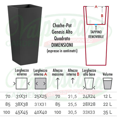 Cache-pot Genesis Quadrato Alto cm 70 - 85 - 100