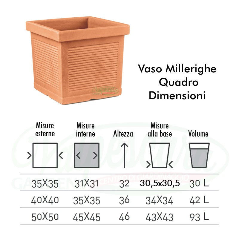 Vaso da esterno rustico 35x35 cm in polietilene tegola - Therra