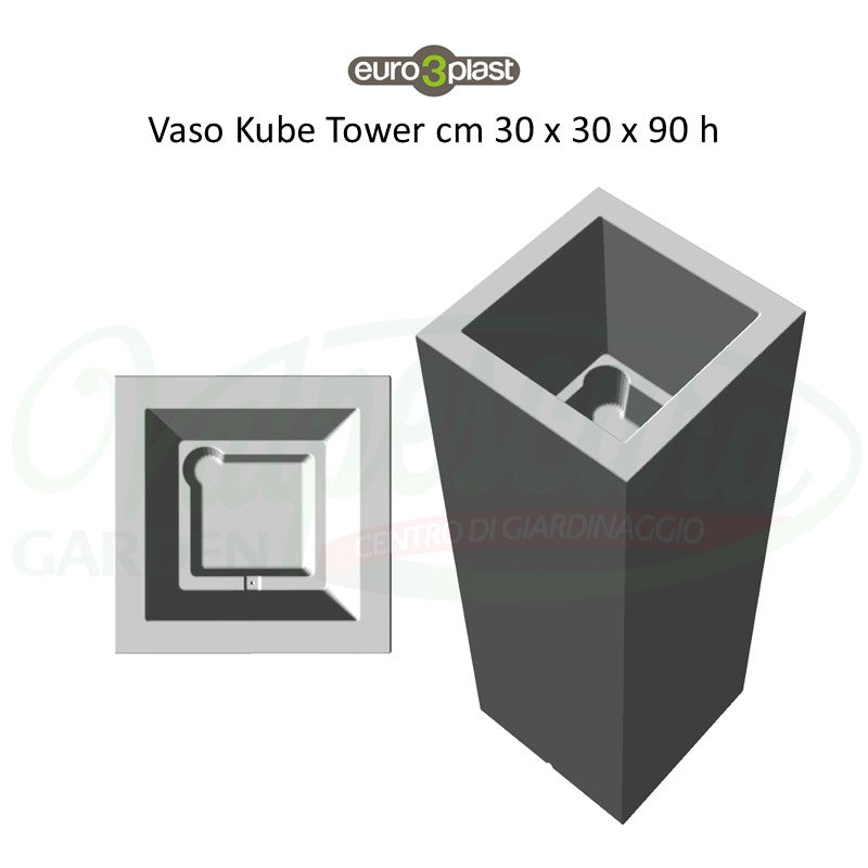 Vaso Kube Tower cm 30x30x90h - vari colori
