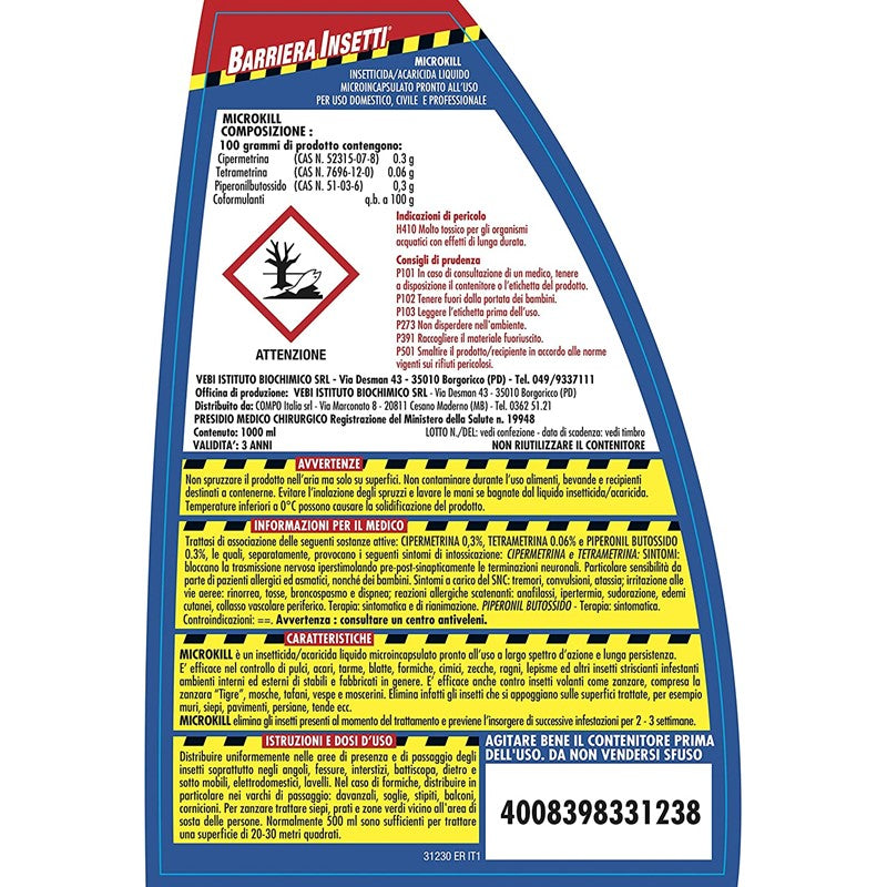 Anti-Zanzare Insetticida Microkill pronto all'uso 1 litro