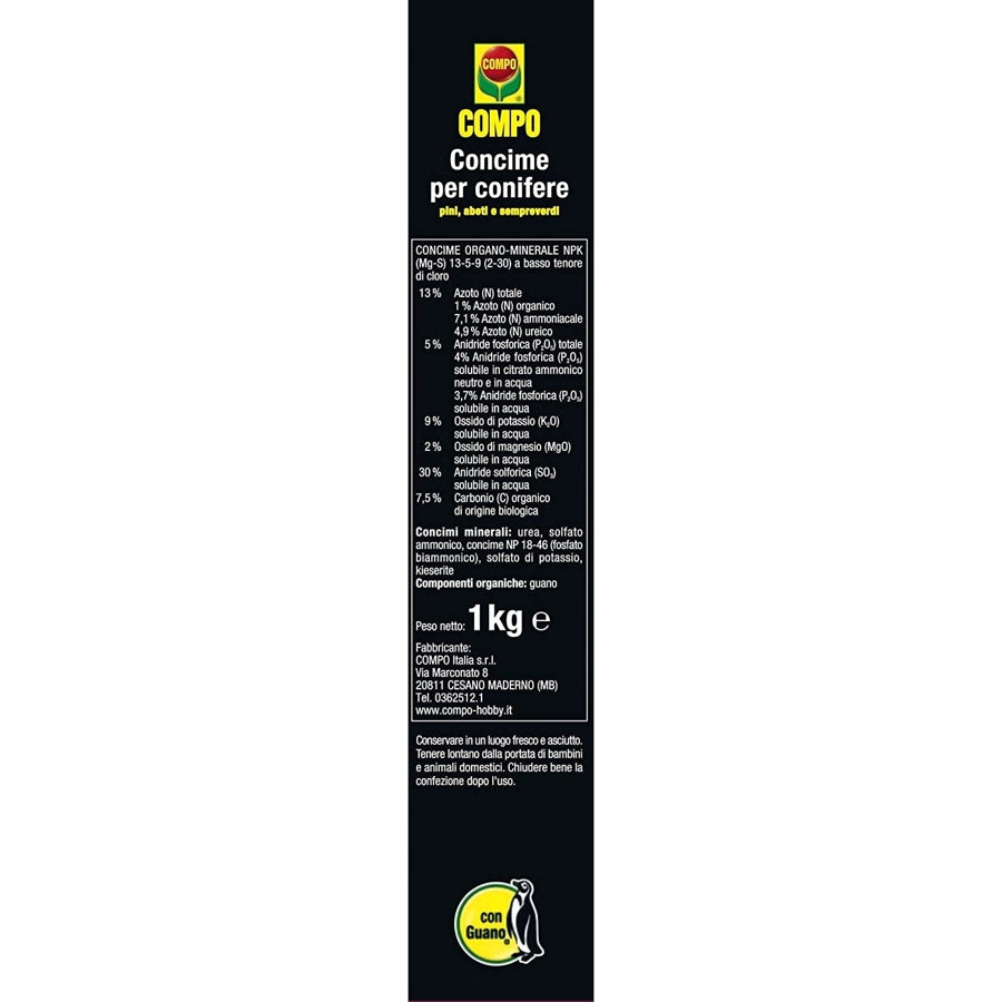 Concime granulare Compo Conifere e Sempreverdi con Guano kg 1 composizione