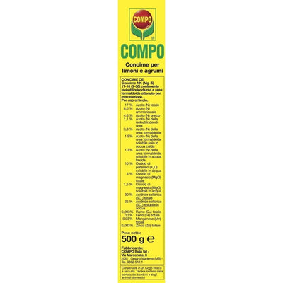 Concime granulare a lenta cessione per Limoni e Agrumi Compo gr 500 composizione
