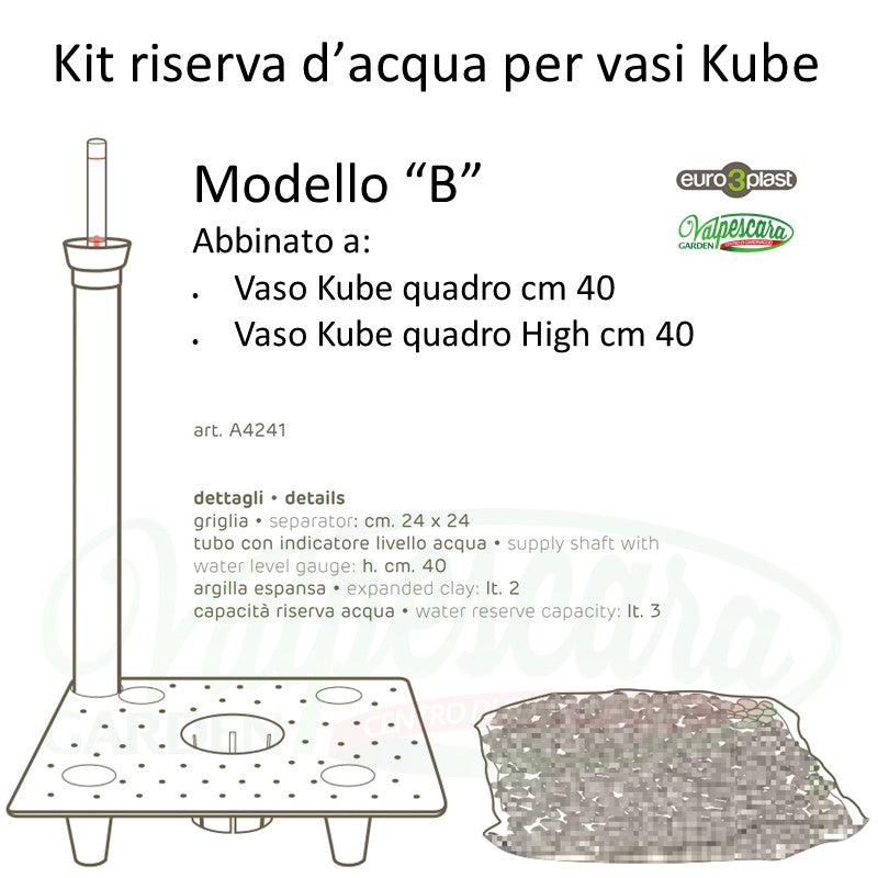 Kit riserva d'acqua per i vasi della linea Kube