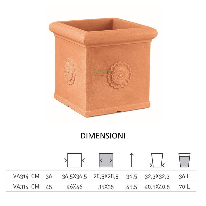Vaso Quadrato Fioriera Quadrata Plastica Varie Misure Colore Terracotta Vaso Quadrato Fioriera Quadrata Plastica Varie Misure Colore Terracotta