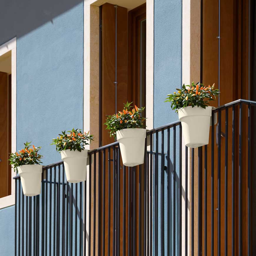 Vaso Con Gancio Per Ringhiera Da Balcone – 3 Litri, Resistente UV, Fioriera Ideale Per Giardino E Terrazzo! - 3